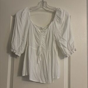 Lily Star White Ruched Blouse